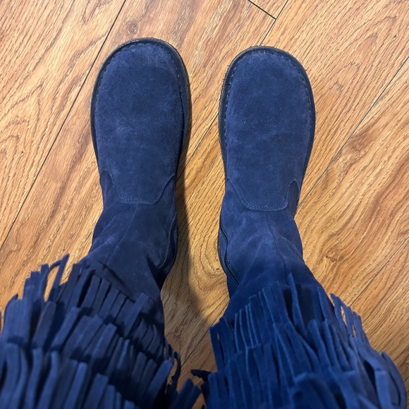 Blue Suede PePe Italian Leather Knee High Zip Up Boots | Size 36 - Picture 4 of 14